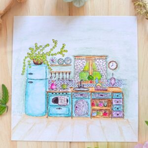 carte illustration aquarelle cuisine romantique de printemps