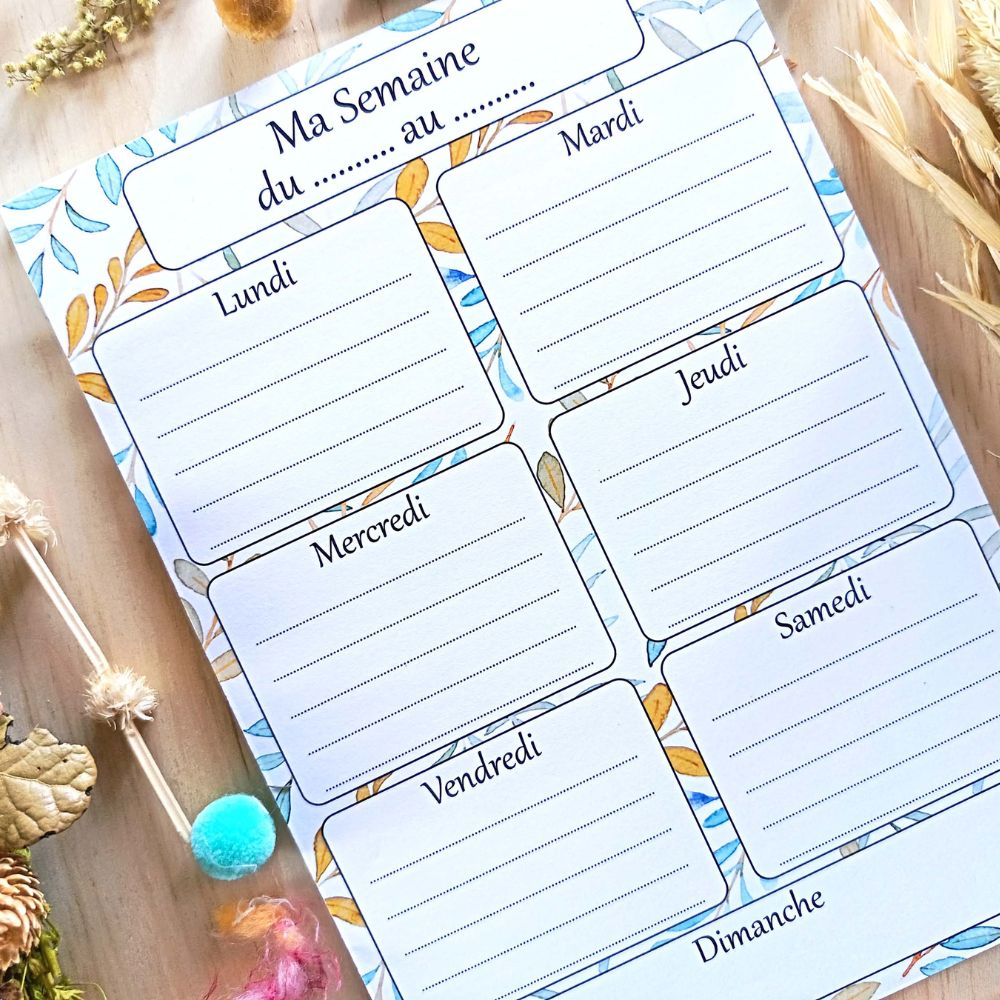 planner semainier automne (2) planner semainier A5, bloc-notes organiser planning semaine