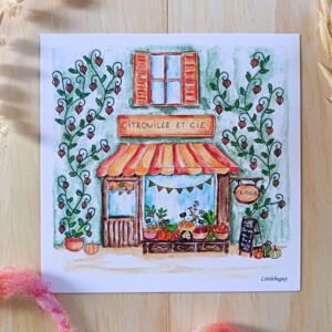 Carte illustration automne boutique citrouilles et cie