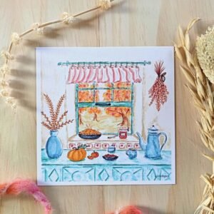 carte illustration fenêtre d'automne