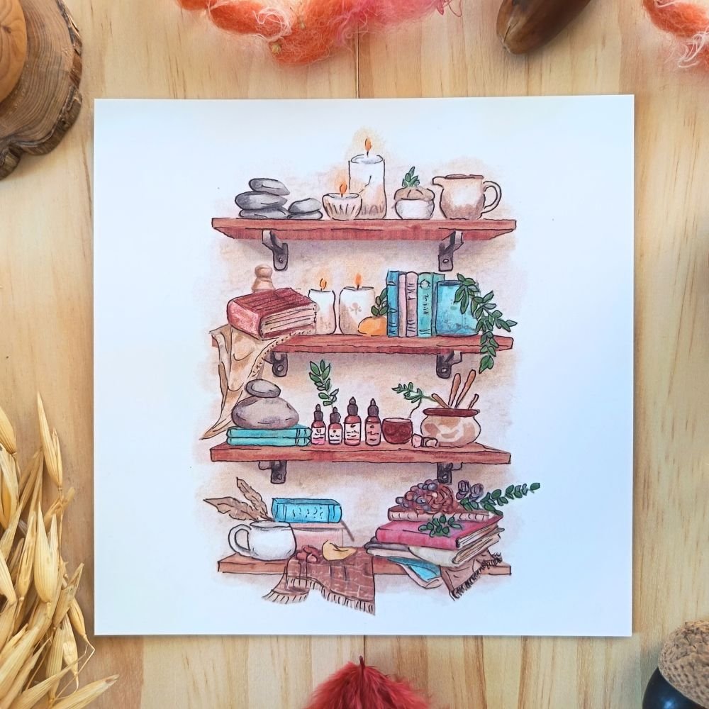 illustration aquarelle étagère automne cosy illustration aquarelle étagère automne cosy